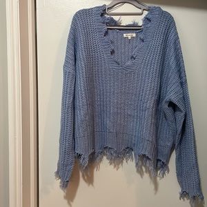 Miracle periwinkle sweater with raw edges